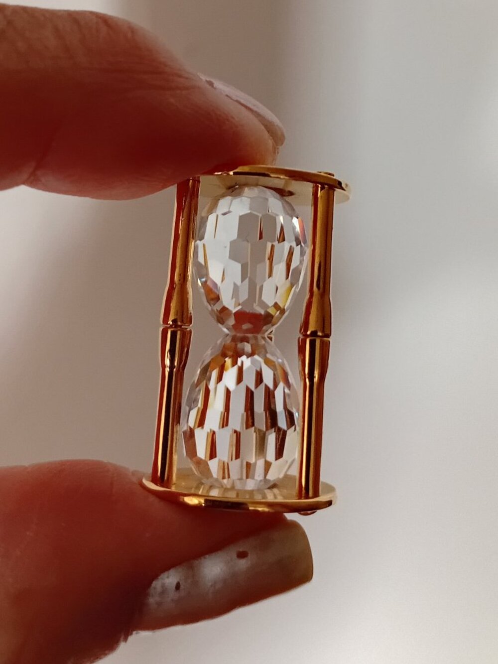Genuine Swarovski Crystal Mini Hourglass Nestled Within A Gold Tone Frame